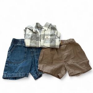 Toddler 2T bundle long sleeve shirt and denim shorts h&m carter's